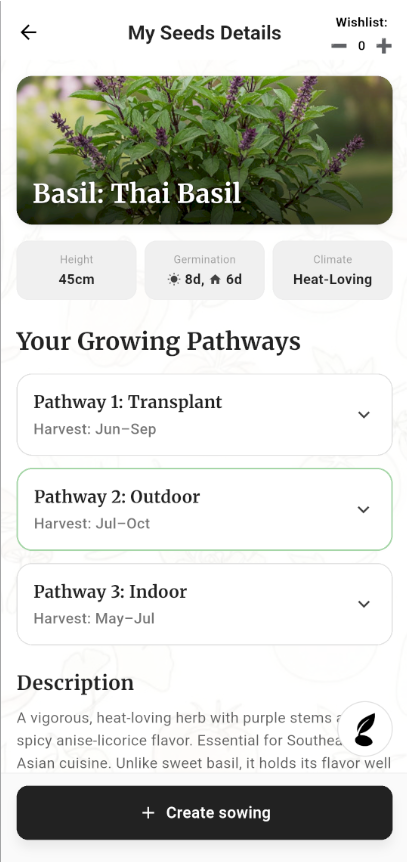 Seed details screen